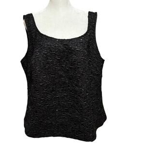 Alex Evenings Plus Size 1X Sleeveless Shell Tank Top Crinkle Sparkle Black